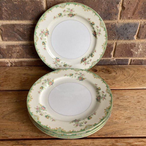 4 VTG 1933 Morimura Noritake Japan Embassy Floral Round Dinner Plates 9 7/8” - Picture 1 of 10